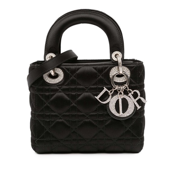 Pre-Loved Dior Mini Satin Cannage Swarovski Crystal Lady Dior - Picture 1 of 11